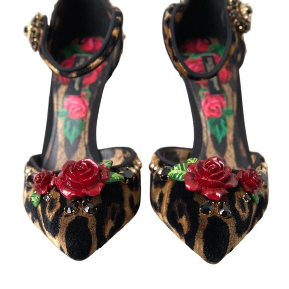 Dolce & Gabbana Dolce & Gabbana Brown Leopard Floral Crystal Mary Janes Pumps - Picture 2 of 6